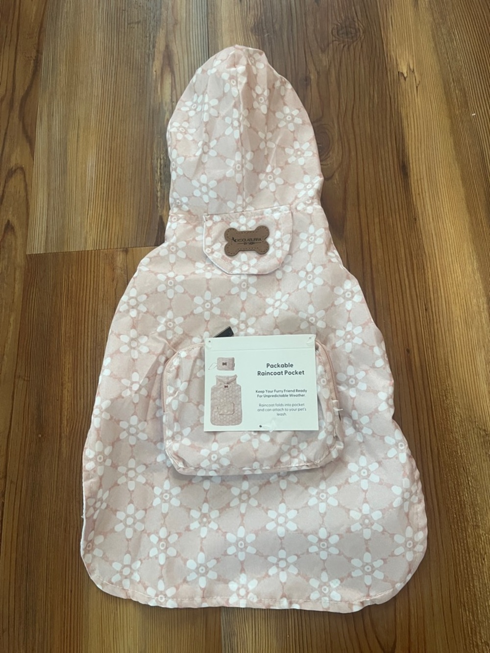 Koolaburra Pink Floral Packable Dog Raincoat